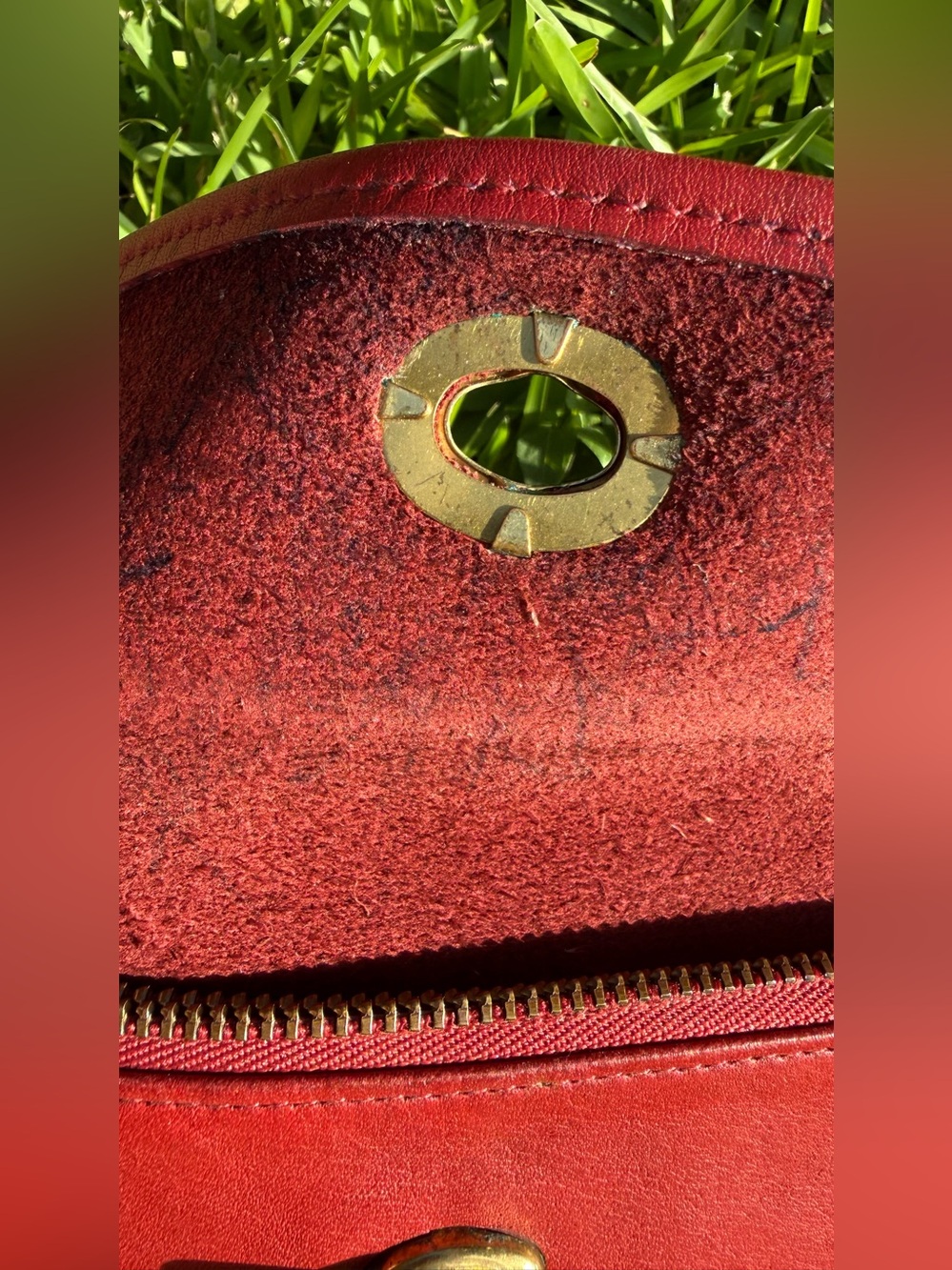 90s Vintage Coach Red Leather Cosmetic Clutch SLG Turnlock Pouch 7171 - Picture 4 of 14